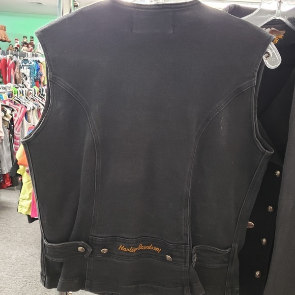 Harley Davidson black Jean vest size medium - Picture 1 of 7